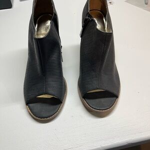 Matt Bernson Black Peep-Toe Booties‎ with Textured Fabric